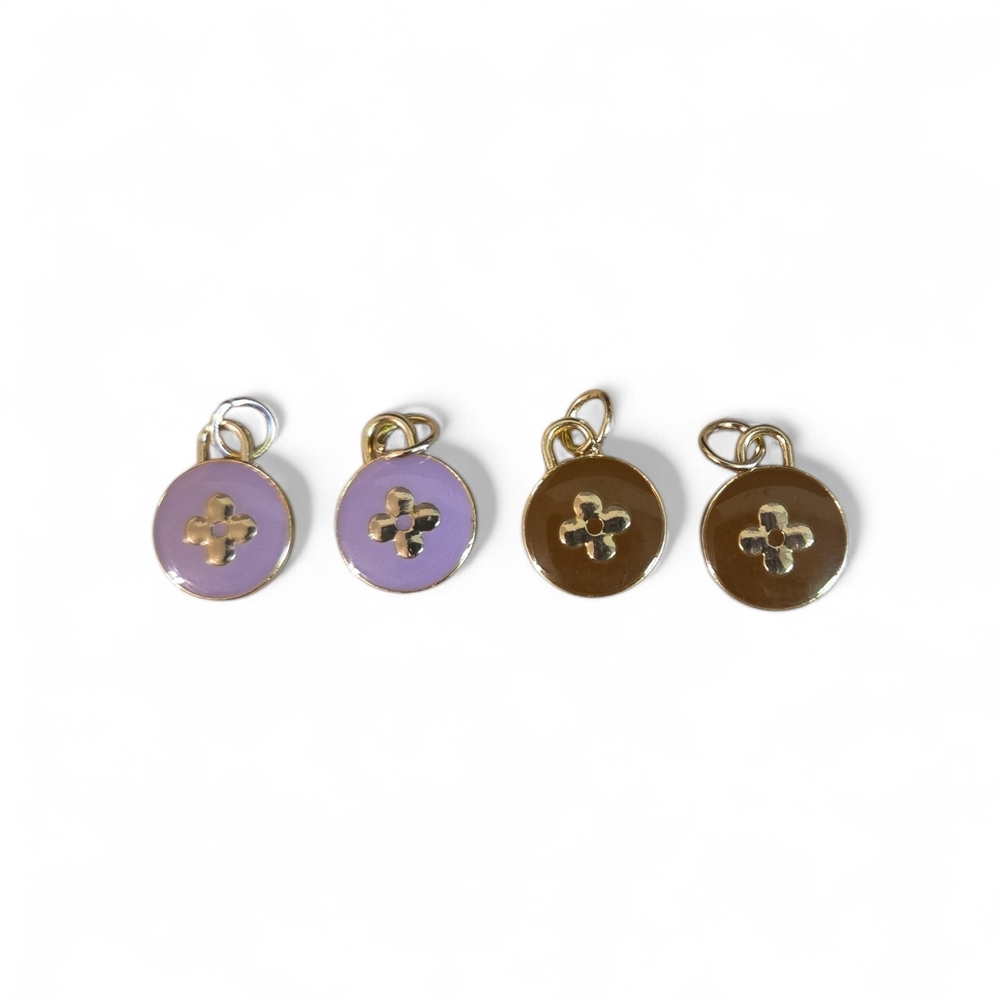 Louis Vuitton Brown and Lavender Button Charms Set Of 4